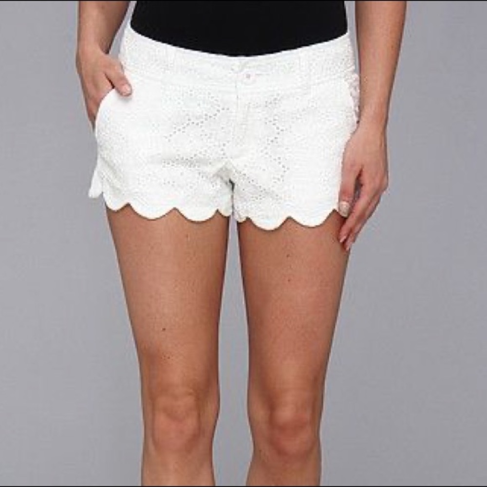 Lilly Pulitzer White Eyelet Scalloped Shorts